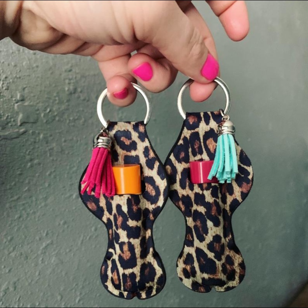 Cheetah Chapstick Keychain Holder
